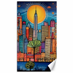 City New York Nyc Skyscraper Skyline Downtown Night Business Urban Travel Landmark Building Architec Canvas 40  X 72 