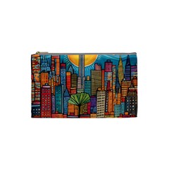 City New York Nyc Skyscraper Skyline Downtown Night Business Urban Travel Landmark Building Architec Cosmetic Bag (small)