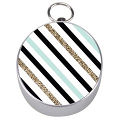 Pattern, Blue, Gold, Lines, Stripes Silver Compasses