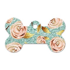 Rose Gold Roses, Girly, Glitter, Pretty, Rose Gold Dog Tag Bone (one Side)