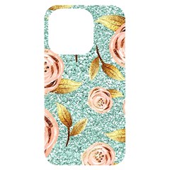 Rose Gold Roses, Girly, Glitter, Pretty, Rose Gold Iphone 14 Pro Black Uv Print Case