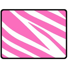 White Pink Stripes, Pattern Fleece Blanket (large) by kyorashop23