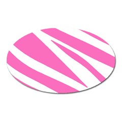 White Pink Stripes, Pattern Oval Magnet