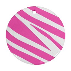 White Pink Stripes, Pattern Round Ornament (two Sides)