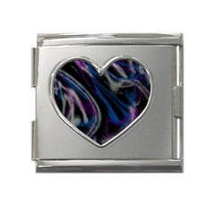 Multicolored Abstract Dynamic Shapes Print Mega Link Heart Italian Charm (18mm)