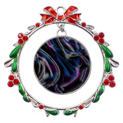 Multicolored Abstract Dynamic Shapes Print Metal X mas Wreath Ribbon Ornament