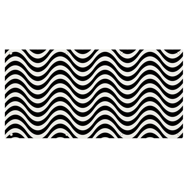 Black White Wave Pattern Wavy Water Seamless Banner and Sign 8  x 4 