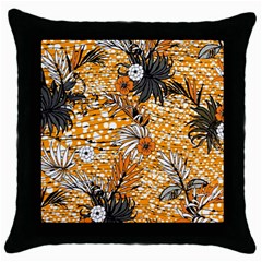 Leaf Yellow Point Flower White Throw Pillow Case (black)