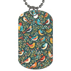 Birds Pattern Flowers Whimsical Dog Tag (one Side)