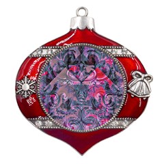 Alien Architecture Ii Metal Snowflake And Bell Red Ornament