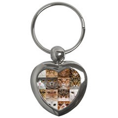 Breeds Of Cats Collage Key Chain (heart)