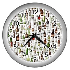 Bottle Chic Print Patterns Wall Clock (silver)