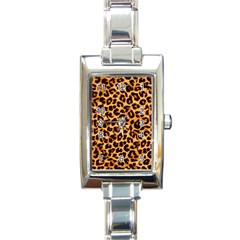 Leopard Skin Texture Macro, Brown Rectangle Italian Charm Watch