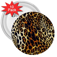 Leopard Skin Texture, Macro, Brown 3  Buttons (10 Pack) 