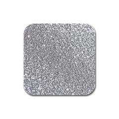 Silver Glitter Texture, Light Creative Background Rubber Square Coaster (4 Pack)