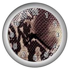 Snake Skin, Reptile Skin, Snake Skin Textures, Brown Snake Wall Clock (silver)