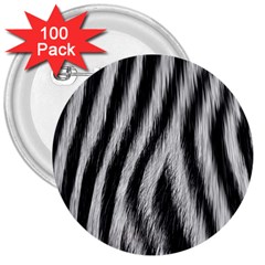 Zebra Texture, Zebra Wool, White Black Background 3  Buttons (100 Pack) 