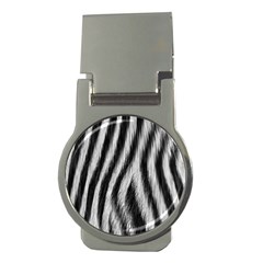 Zebra Texture, Zebra Wool, White Black Background Money Clips (round) 