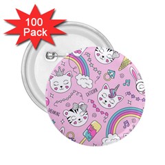 Beautiful Cute Animals Pattern Pink 2 25  Buttons (100 Pack) 