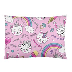 Beautiful Cute Animals Pattern Pink Pillow Case