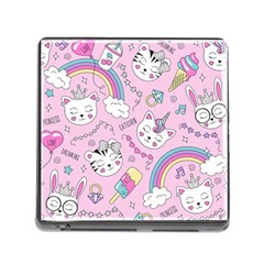 Beautiful Cute Animals Pattern Pink Memory Card Reader (square 5 Slot)