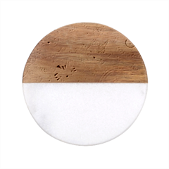 Beautiful Cute Animals Pattern Pink Classic Marble Wood Coaster (round) 