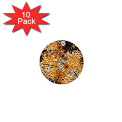 Leaf Yellow Point Flower White 1  Mini Buttons (10 Pack) 