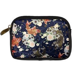 Japanese Wave Koi Illustration Pattern Digital Camera Leather Case