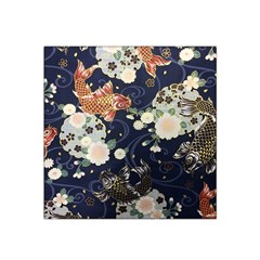 Japanese Wave Koi Illustration Pattern Satin Bandana Scarf 22  X 22 