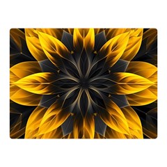 Yellow Flower Pattern Leaves Two Sides Premium Plush Fleece Blanket (mini)