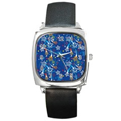 Christmas Stars Pattern Star Square Metal Watch