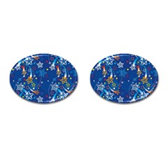 Christmas Stars Pattern Star Cufflinks (oval)