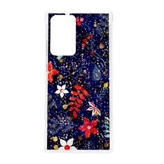 Festive Floral Pattern Christmas Blue Floral Flower Foliage Leaves Pattern Red Snow Winter Samsung Galaxy Note 20 Ultra Tpu Uv Case by Maspions