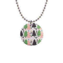 Christmas Trees Icons 1  Button Necklace