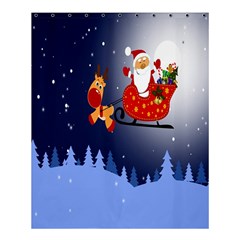 Deer Santa Claus Flying Trees Moon Night Merry Christmas Shower Curtain 60  X 72  (medium)  by anzea