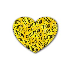 Caution Road Sign Cross Yellow Rubber Heart Coaster (4 Pack)