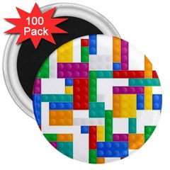 Colorful Bricks, Bricks, Colorful, Colors, Games, Lego, Rainbow 3  Magnets (100 Pack)