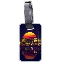 Abstract City Retro Sunset Night Luggage Tag (two Sides) by Bedest