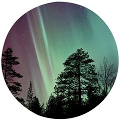 Silhouette Of Aurora Borealis Wooden Bottle Opener (round)