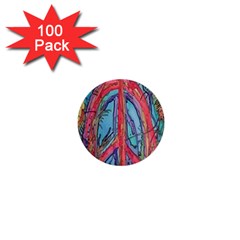 Artistic Psychedelic Hippie Peace Sign Trippy 1  Mini Buttons (100 Pack) 