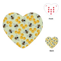 Bees Pattern Honey Bee Bug Honeycomb Honey Beehive Playing Cards Single Design (heart)