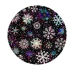 Shiny Winter Snowflake Abstract Christmas Cold Crystal December Mini Round Pill Box