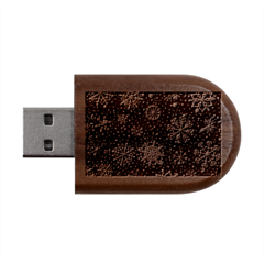 Shiny Winter Snowflake Abstract Christmas Cold Crystal December Wood Oval Usb Flash Drive