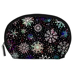 Shiny Winter Snowflake Abstract Christmas Cold Crystal December Accessory Pouch (large)