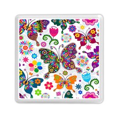 Butterflies, Abstract, Colorful, Floral, Flowers Memory Card Reader (square)