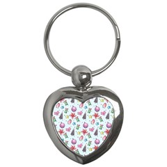 Christmas Decorations Pattern, Xmas Backgrounds Key Chain (heart)