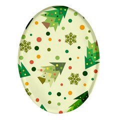 Christmas Pattern Background Seamless Oval Glass Fridge Magnet (4 Pack)