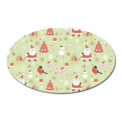 Christmas Pattern, Christmas Tree, Santa Oval Magnet by kyorashop23