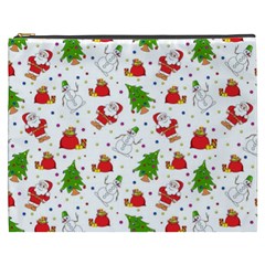 Christmas Pattern, Pattern, Christmas, Trees, Santa Cosmetic Bag (xxxl)