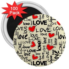 Love Abstract Background Love Textures 3  Magnets (100 Pack)